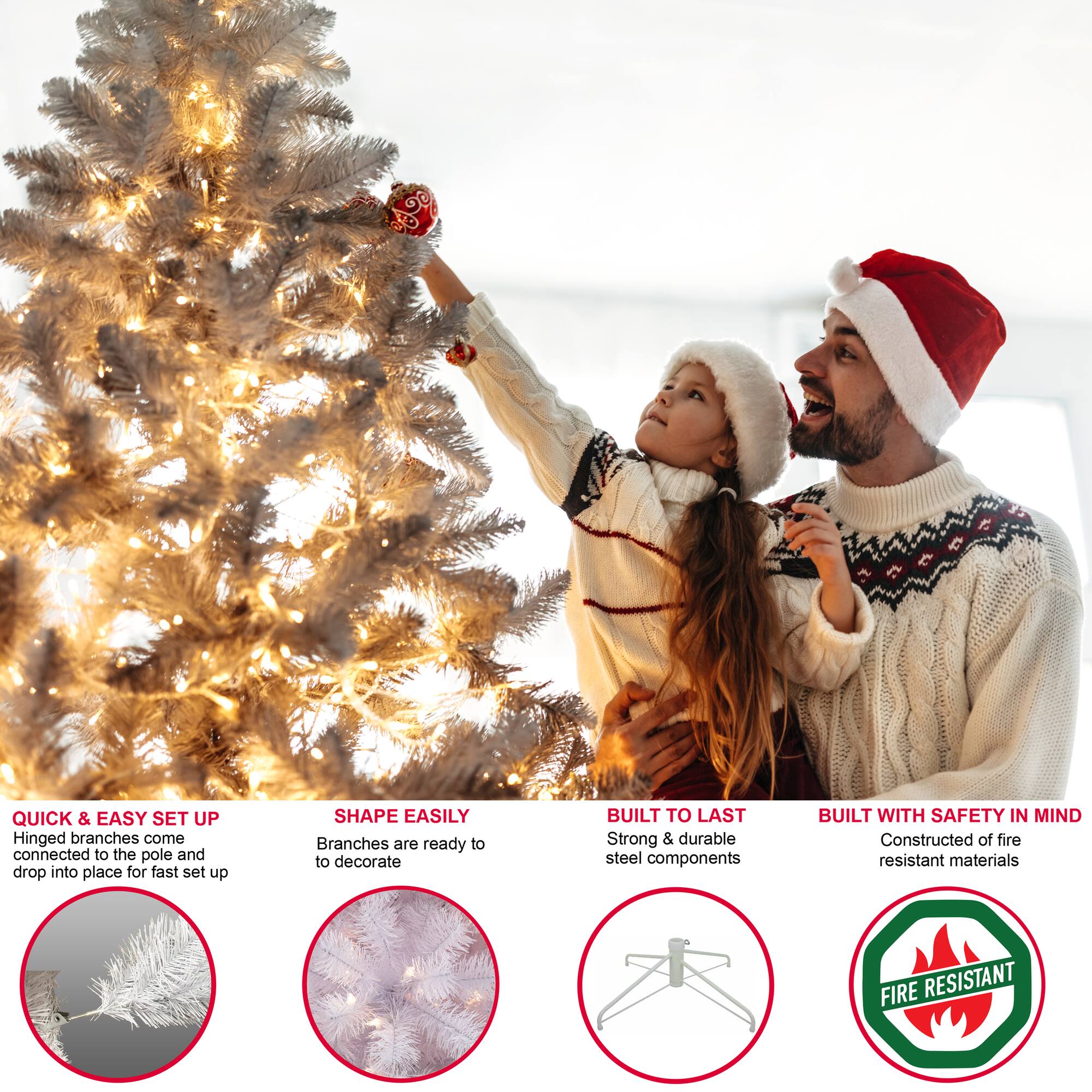 6.5ft. Pre-Lit White Northern Fir Artificial Christmas Tree, Clear Lights